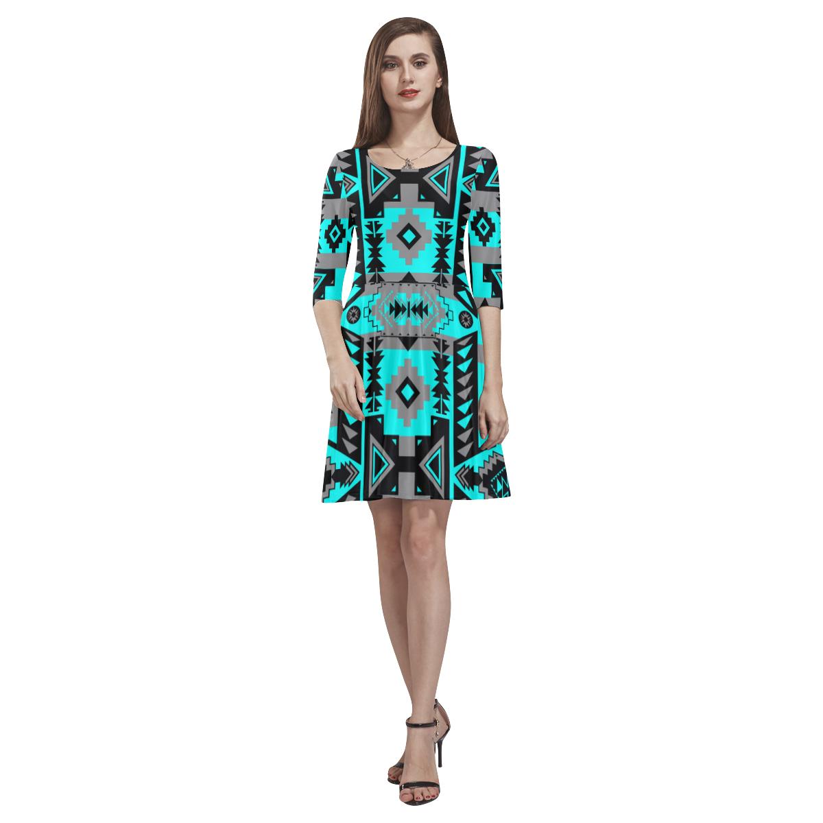 Chiefs Mountain Sky Tethys Half-Sleeve Skater Dress(Model D20) Tethys Half-Sleeve Skater Dress (D20) e-joyer