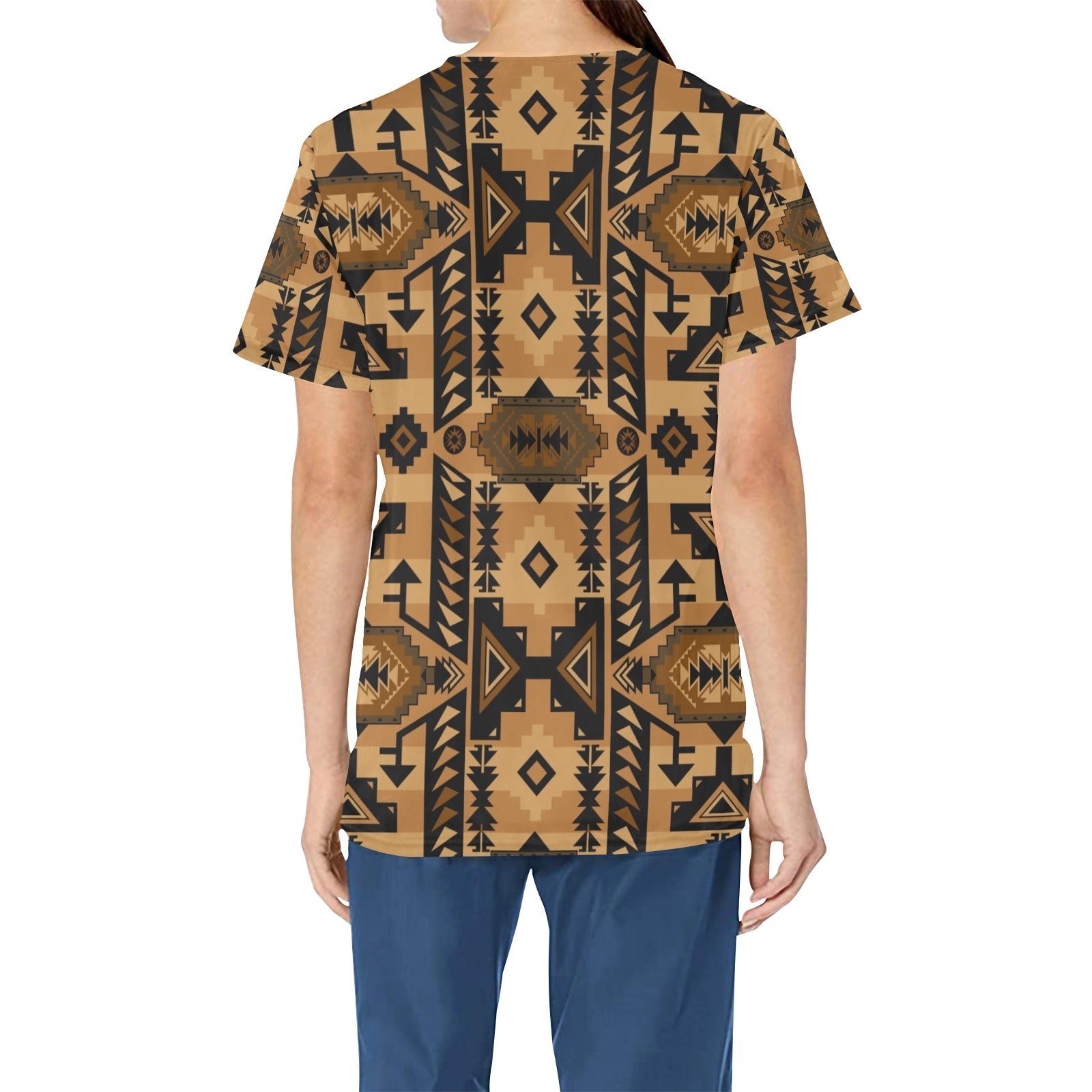 Chiefs Mountain Tan All Over Print Scrub Top Scrub Top e-joyer