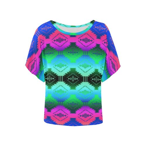 Cofitichequi Moon Shadow Women's Batwing-Sleeved Blouse T shirt (Model T44) Women's Batwing-Sleeved Blouse T shirt (T44) e-joyer