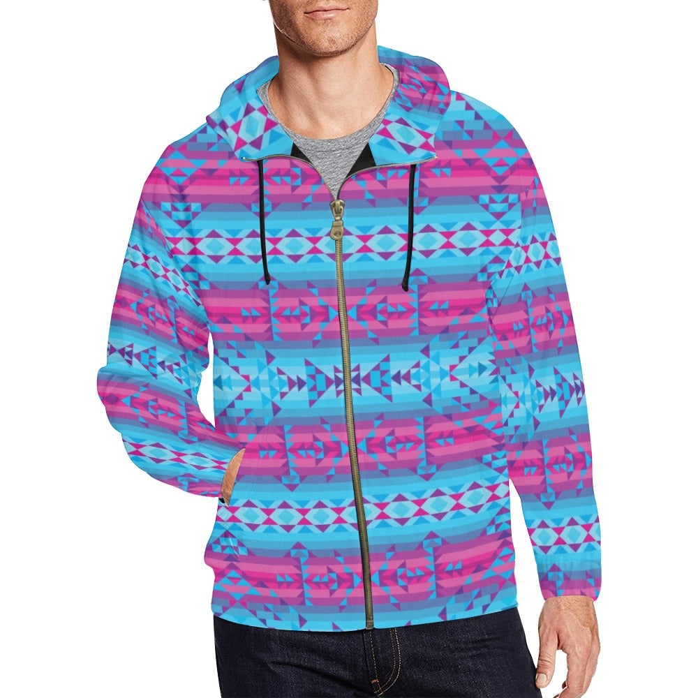 Cool Frost All Over Print Full Zip Hoodie for Men (Model H14) hoodie e-joyer