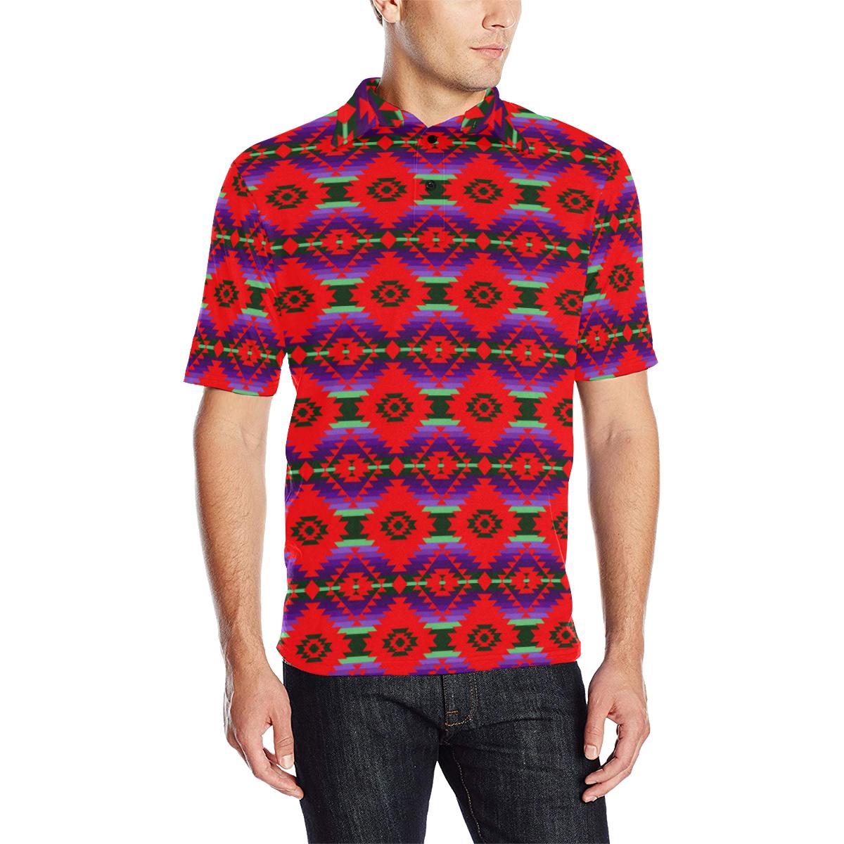 Cree Confederacy Chicken Dance Men's All Over Print Polo Shirt (Model T55) Men's Polo Shirt (Model T55) e-joyer