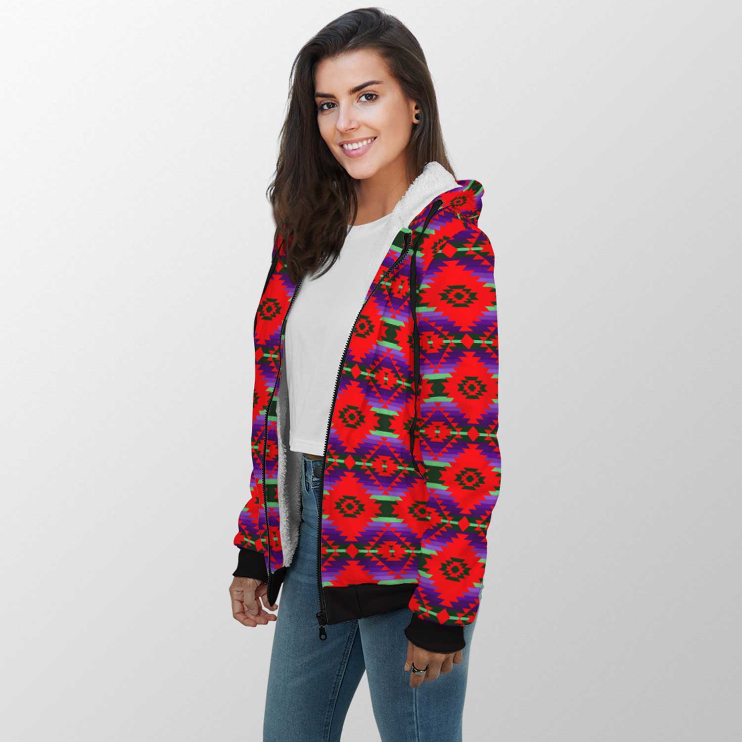 Cree Confederacy Chicken Dance Sherpa Hoodie 49 Dzine