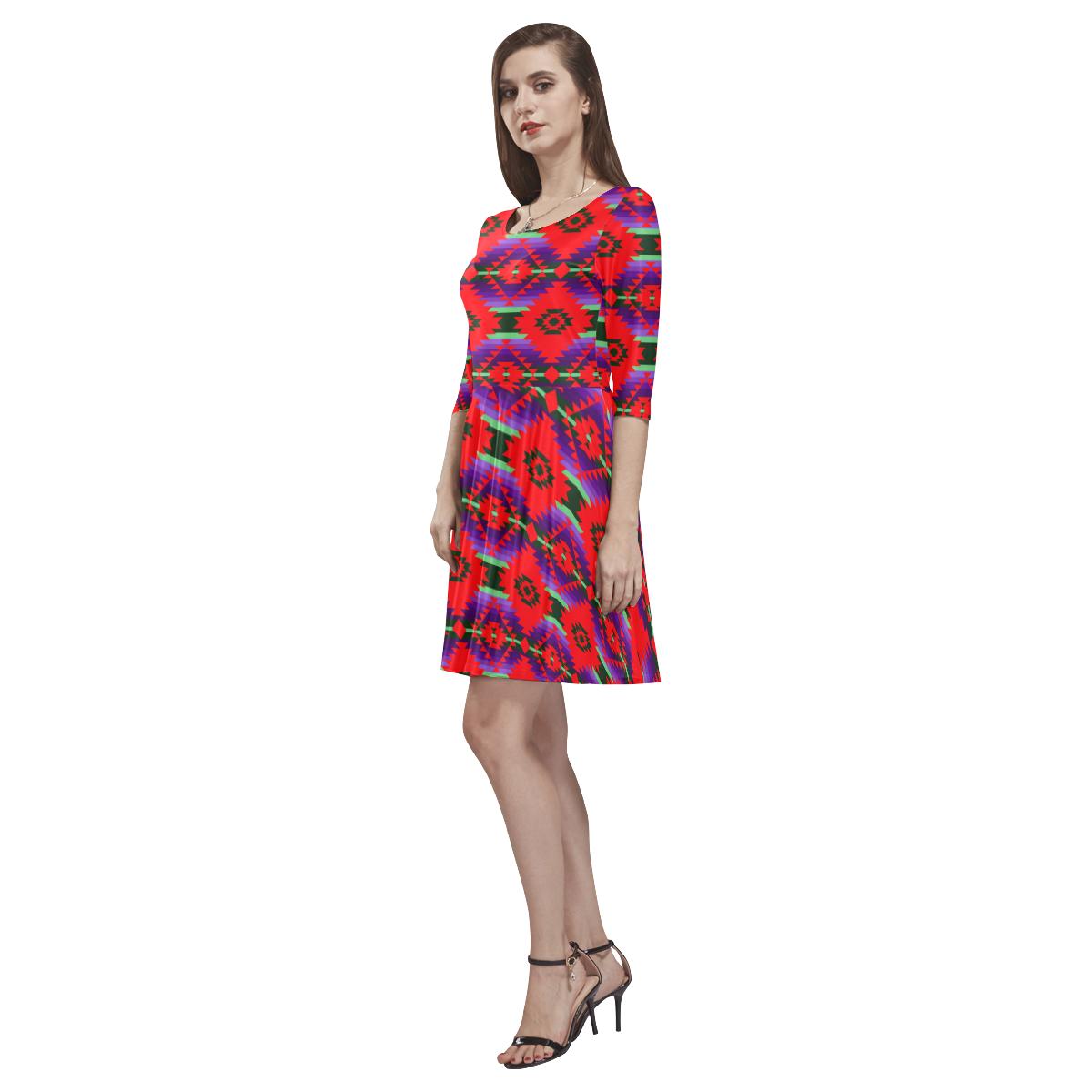 Cree Confederacy Chicken Dance Tethys Half-Sleeve Skater Dress(Model D20) Tethys Half-Sleeve Skater Dress (D20) e-joyer