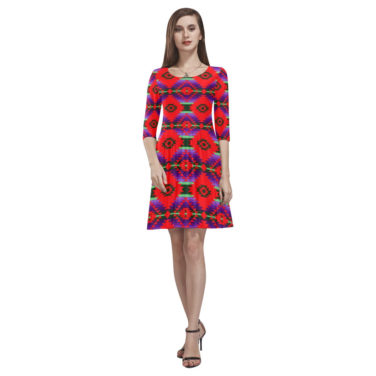 Cree Confederacy Chicken Dance Tethys Half-Sleeve Skater Dress(Model D20) Tethys Half-Sleeve Skater Dress (D20) e-joyer