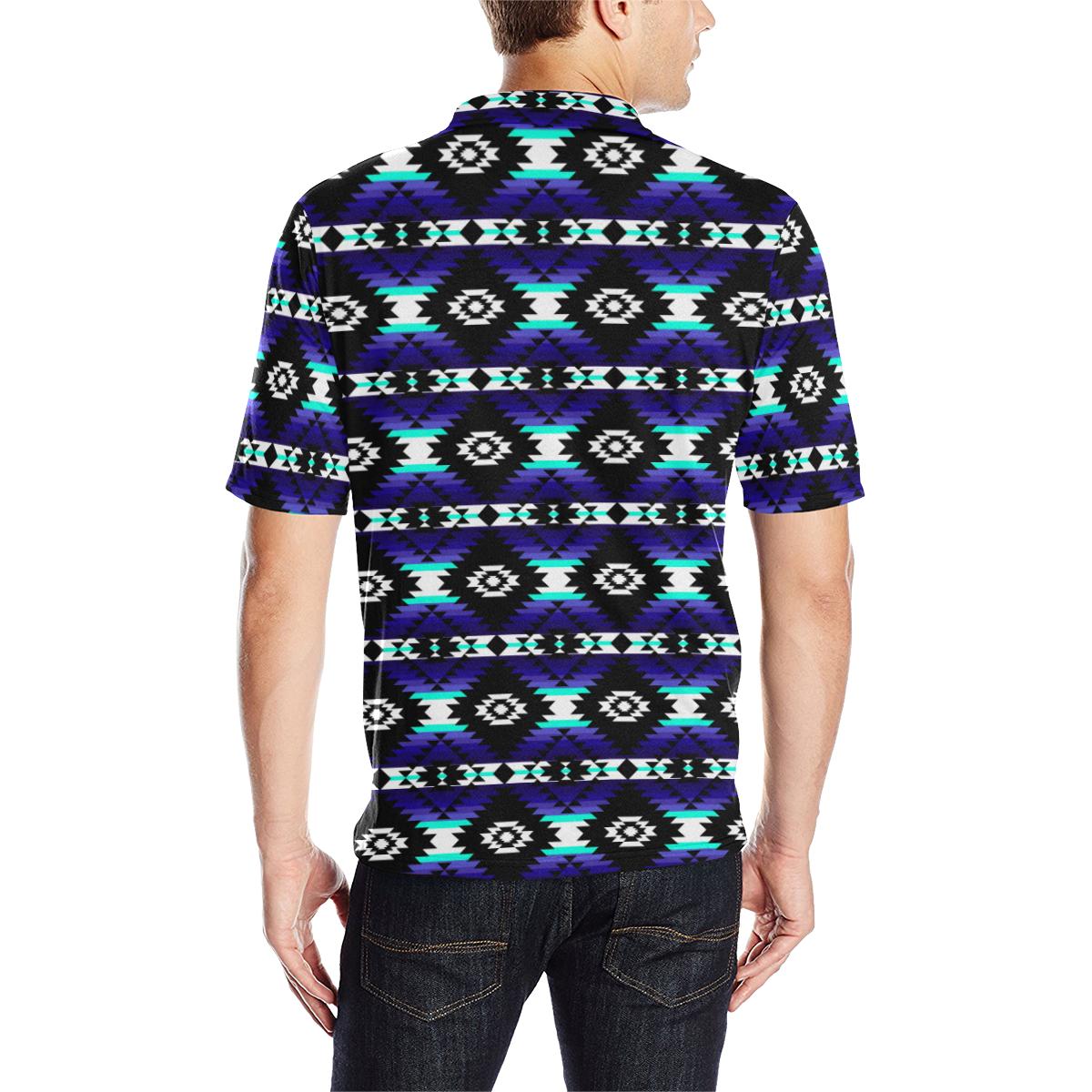 Cree Confederacy Midnight Men's All Over Print Polo Shirt (Model T55) Men's Polo Shirt (Model T55) e-joyer