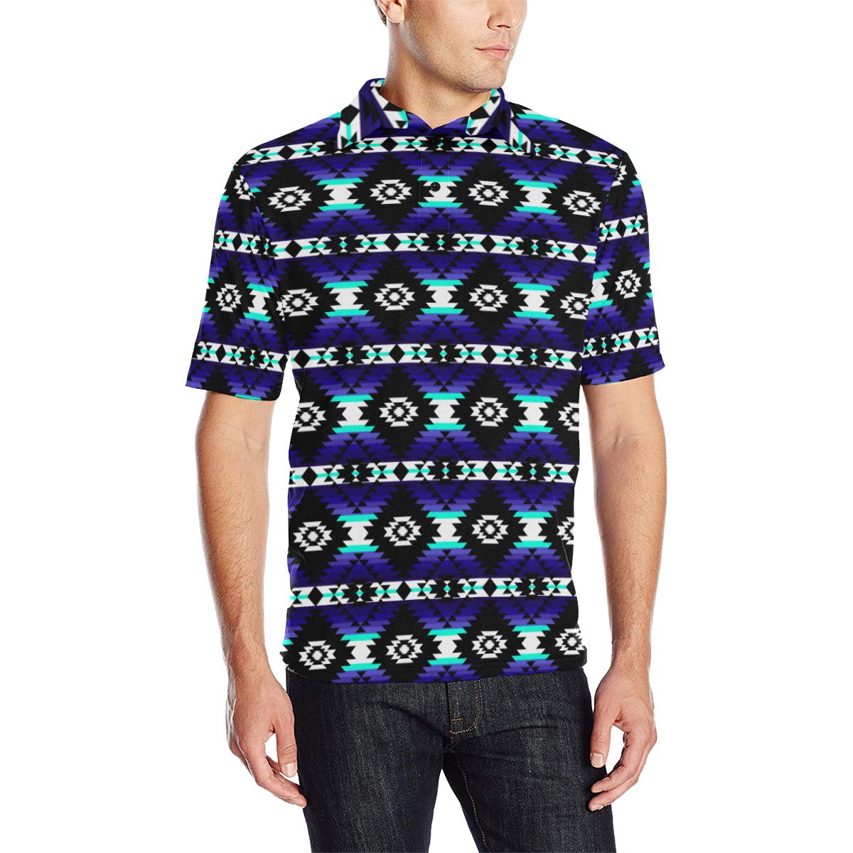 Cree Confederacy Midnight Men's All Over Print Polo Shirt (Model T55) Men's Polo Shirt (Model T55) e-joyer