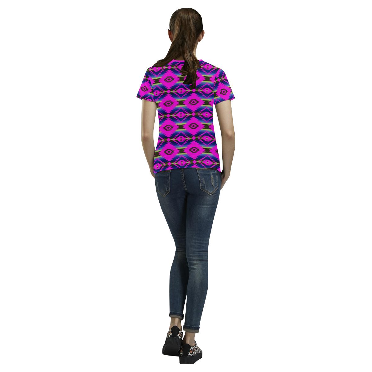 Cree Confederacy Ribbon Dress All Over Print T-shirt for Women/Large Size (USA Size) (Model T40) All Over Print T-Shirt for Women/Large (T40) e-joyer