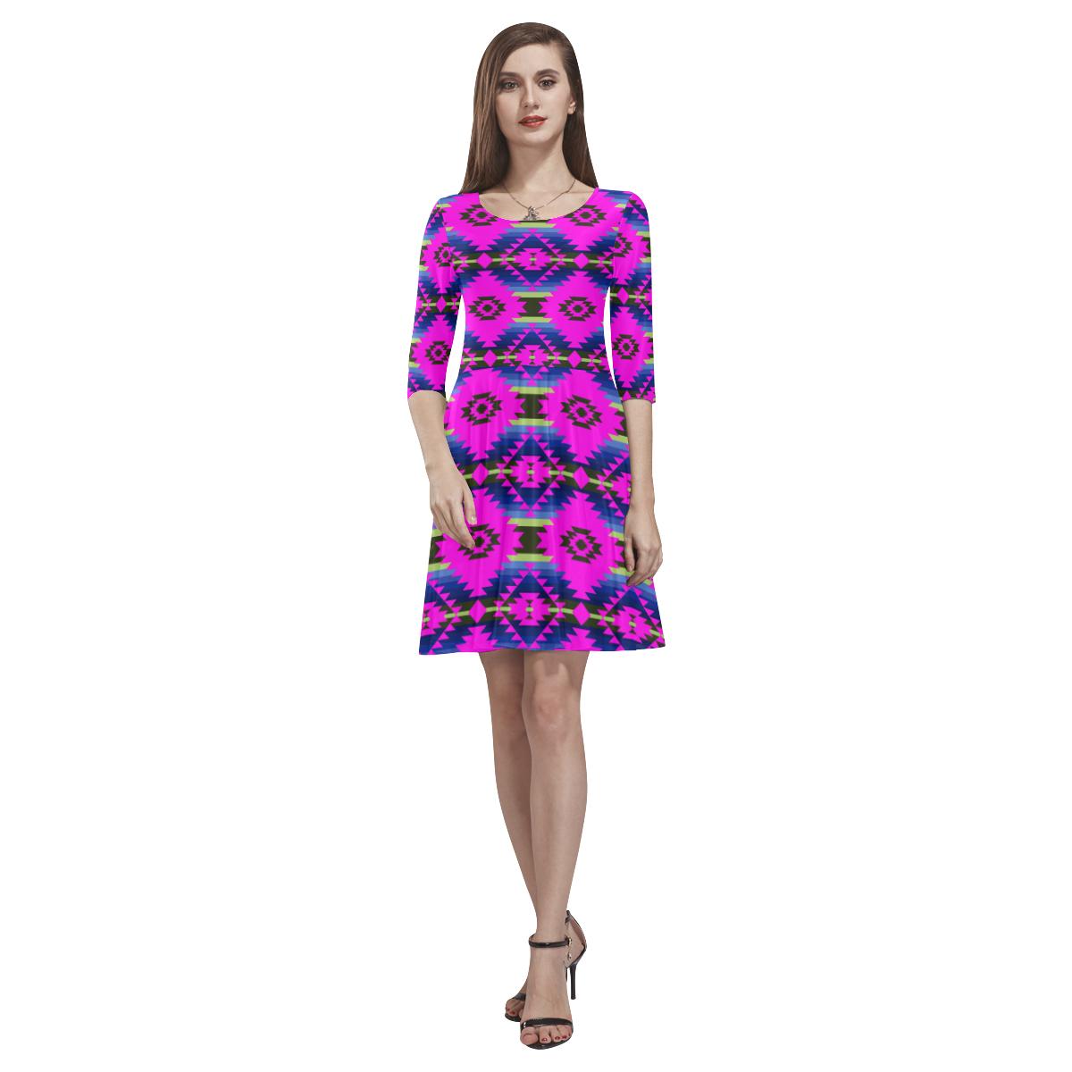 Cree Confederacy Ribbon Dress Tethys Half-Sleeve Skater Dress(Model D20) Tethys Half-Sleeve Skater Dress (D20) e-joyer