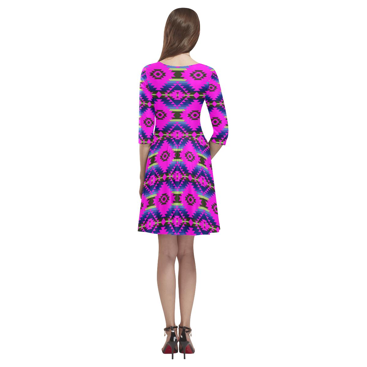 Cree Confederacy Ribbon Dress Tethys Half-Sleeve Skater Dress(Model D20) Tethys Half-Sleeve Skater Dress (D20) e-joyer