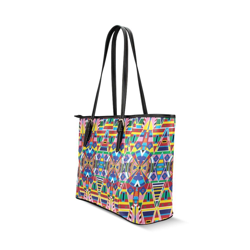 Crow Captive Leather Tote Bag/Large (Model 1640) Leather Tote Bag (1640) e-joyer