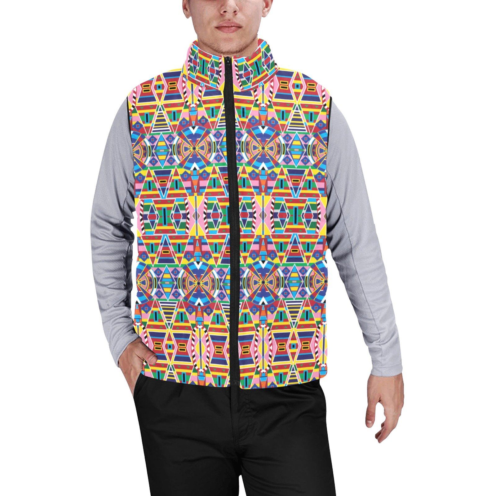 Crow Captive Men's Padded Vest Jacket (Model H44) Men's Padded Vest Jacket (H44) e-joyer
