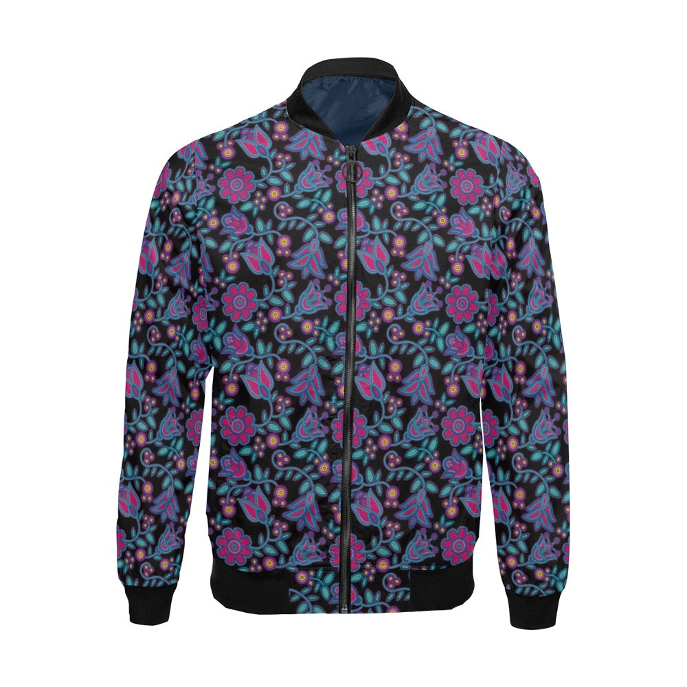 Beaded Nouveau Coal Bomber Jacket for Men