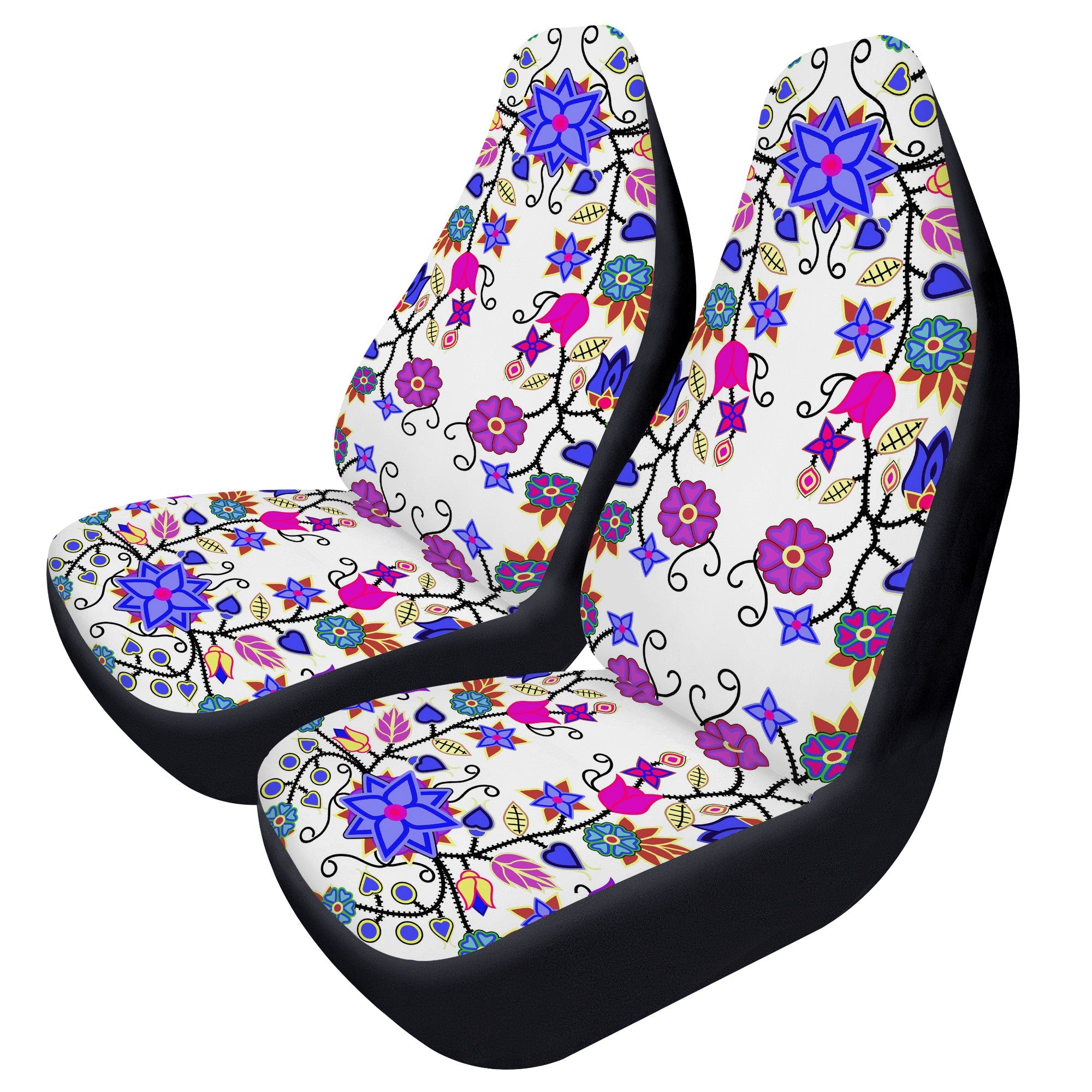 D50 Car Seat Covers Floral Beadwork Seven Clans White automotive interior 49 Dzine