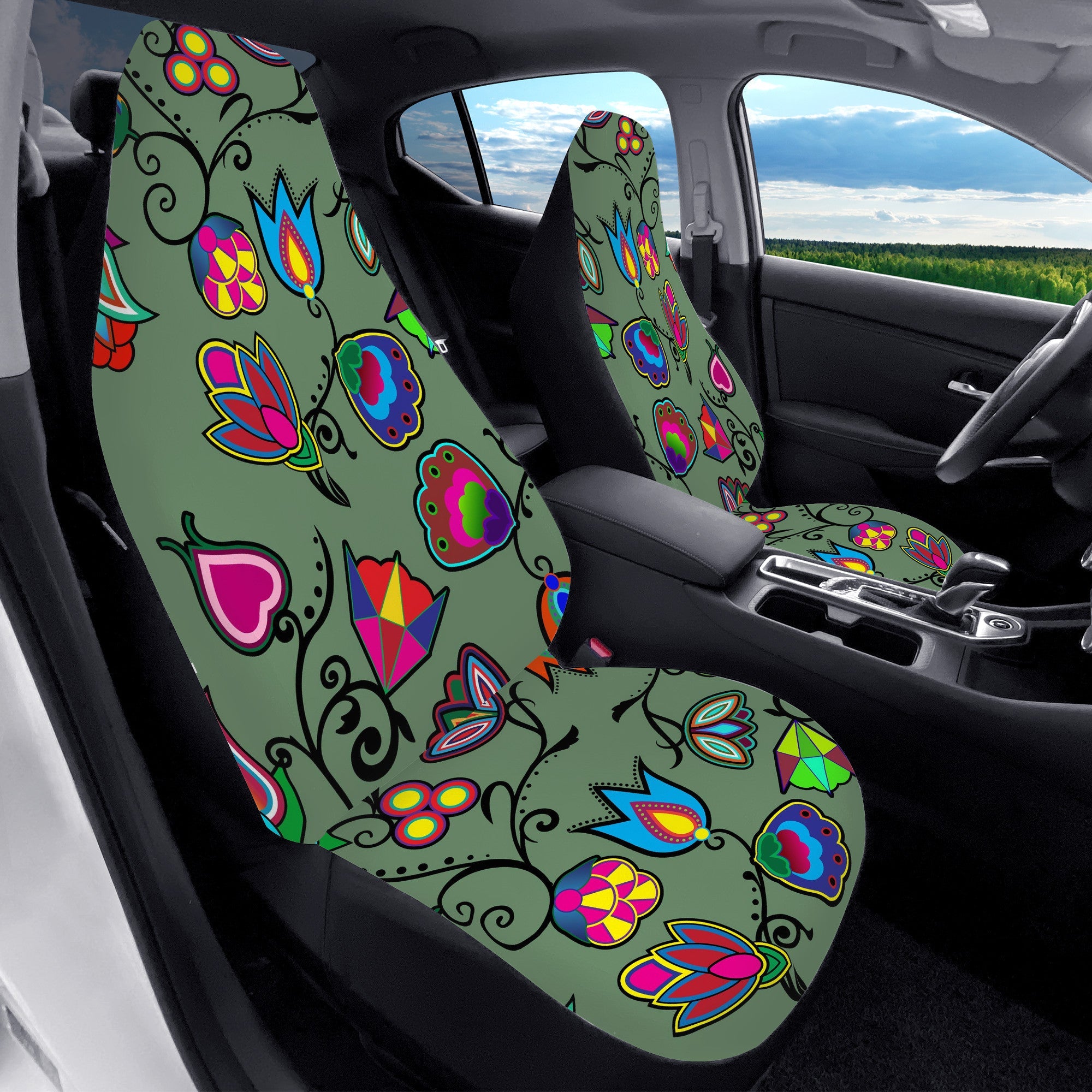D50 Car Seat Covers Indigenous Paisley Dark Sea automotive interior 49 Dzine