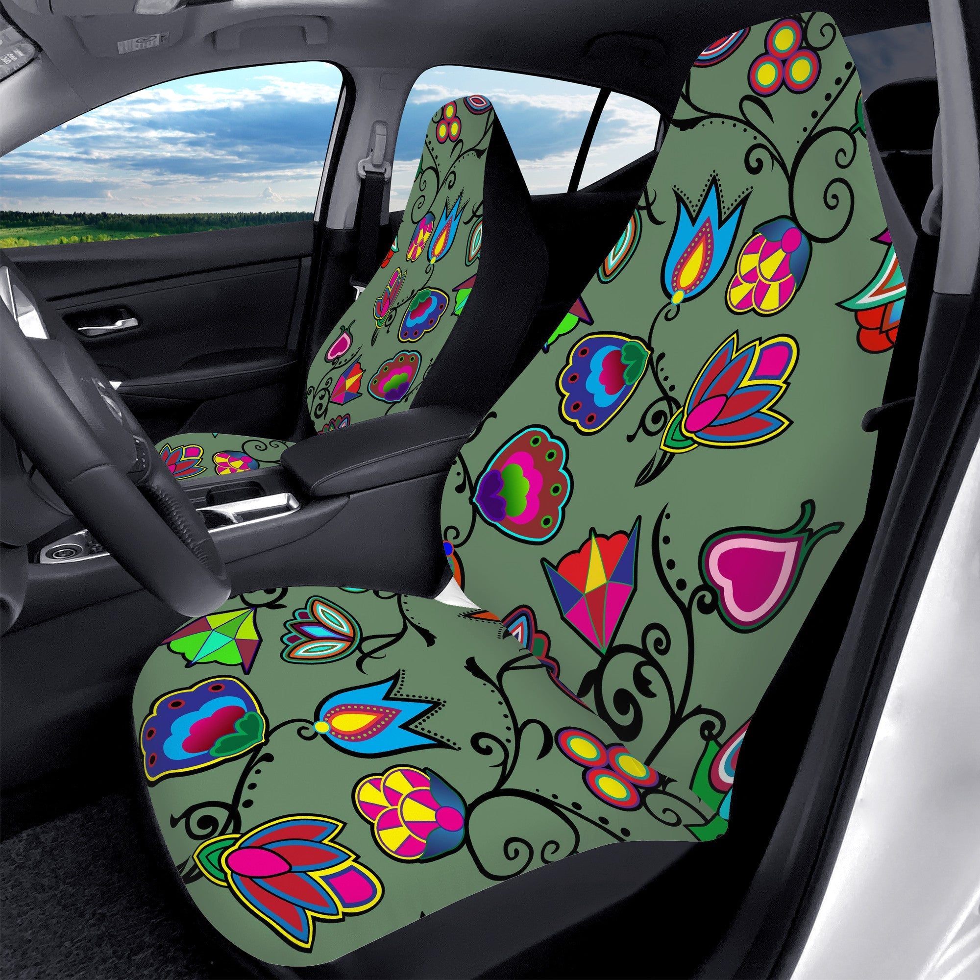 D50 Car Seat Covers Indigenous Paisley Dark Sea automotive interior 49 Dzine