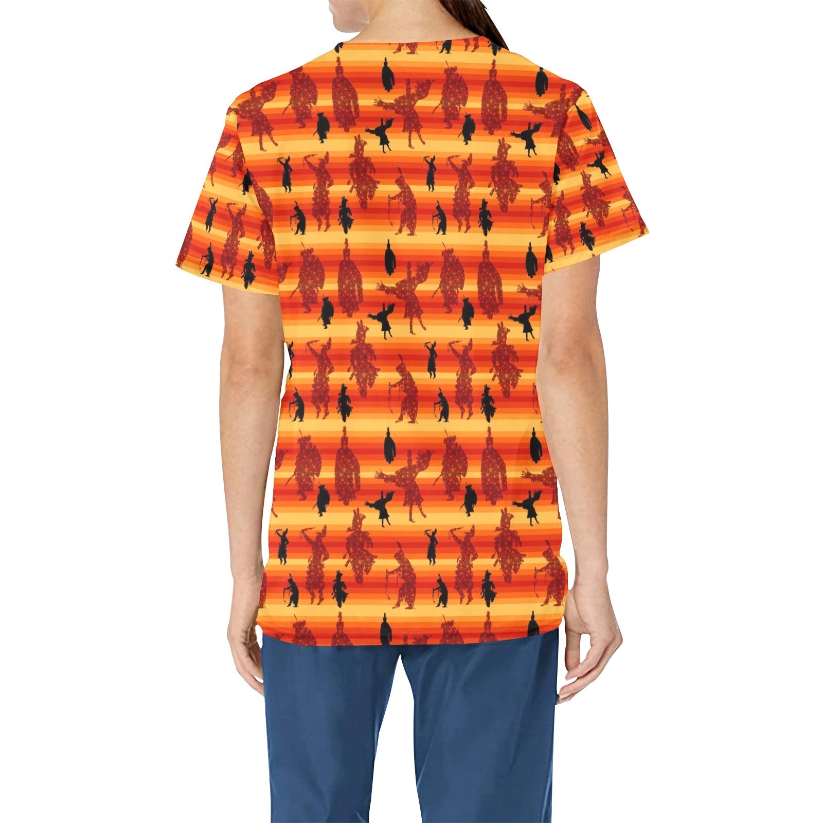 Dancers Brown All Over Print Scrub Top Scrub Top e-joyer
