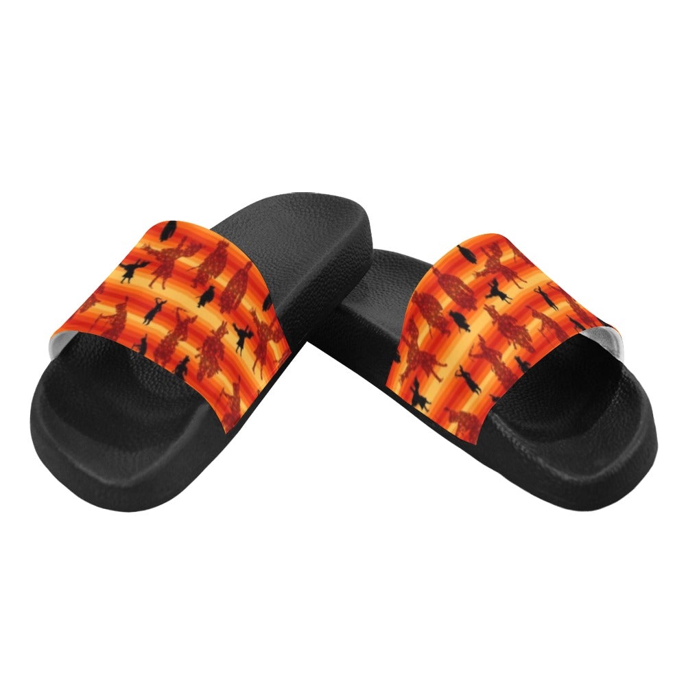 Dancers Brown Men's Slide Sandals (Model 057) sandals e-joyer