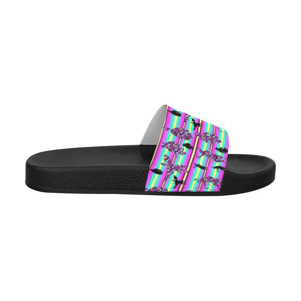 Dancers Floral Contest Women's Slide Sandals (Model 057) sandals e-joyer