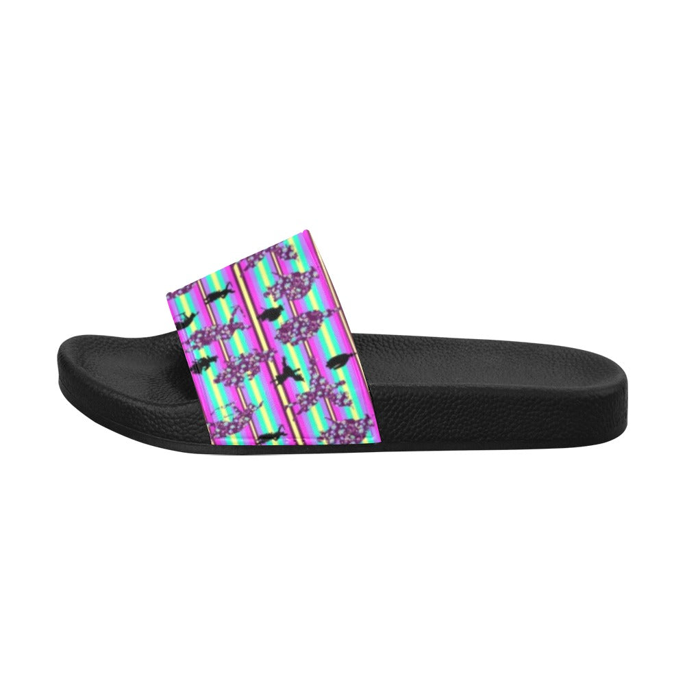 Dancers Floral Contest Women's Slide Sandals (Model 057) sandals e-joyer