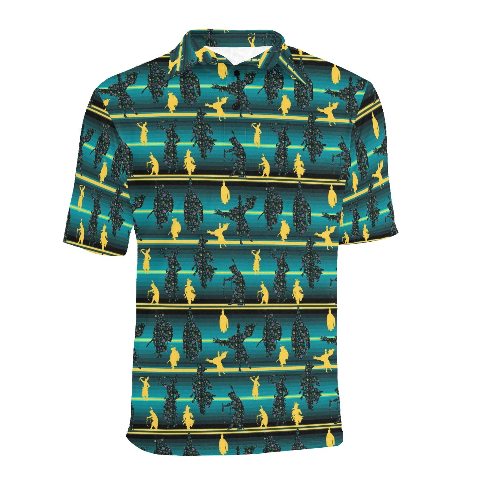 Dancers Inspire Green Men's All Over Print Polo Shirt (Model T55) Men's Polo Shirt (Model T55) e-joyer