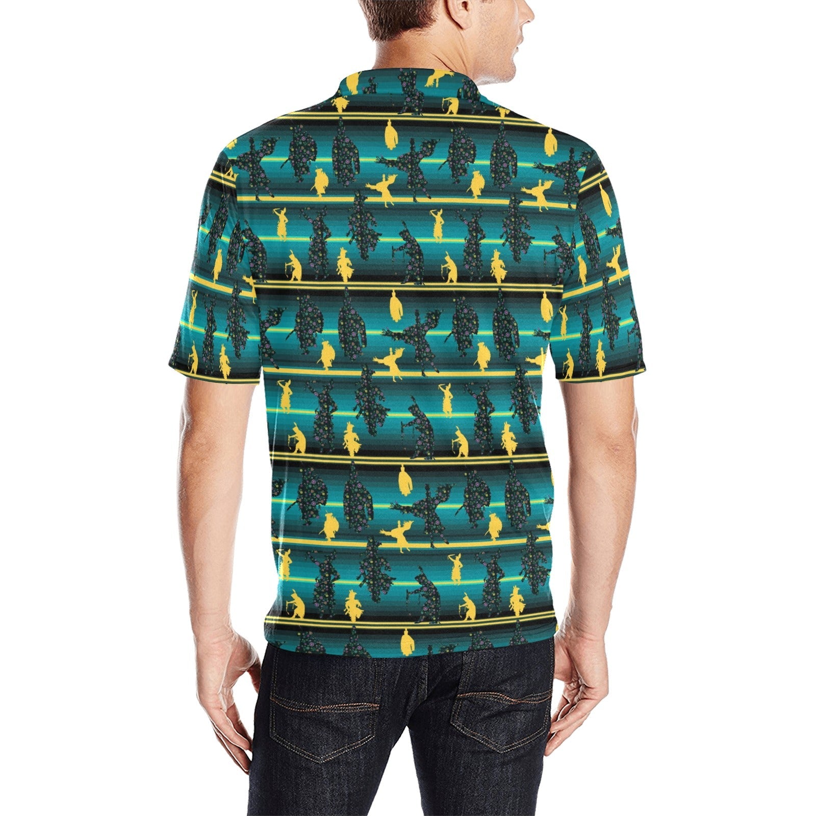 Dancers Inspire Green Men's All Over Print Polo Shirt (Model T55) Men's Polo Shirt (Model T55) e-joyer