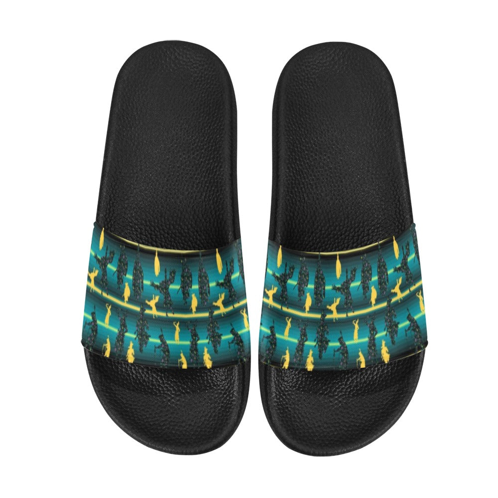 Dancers Inspire Green Women's Slide Sandals (Model 057) sandals e-joyer
