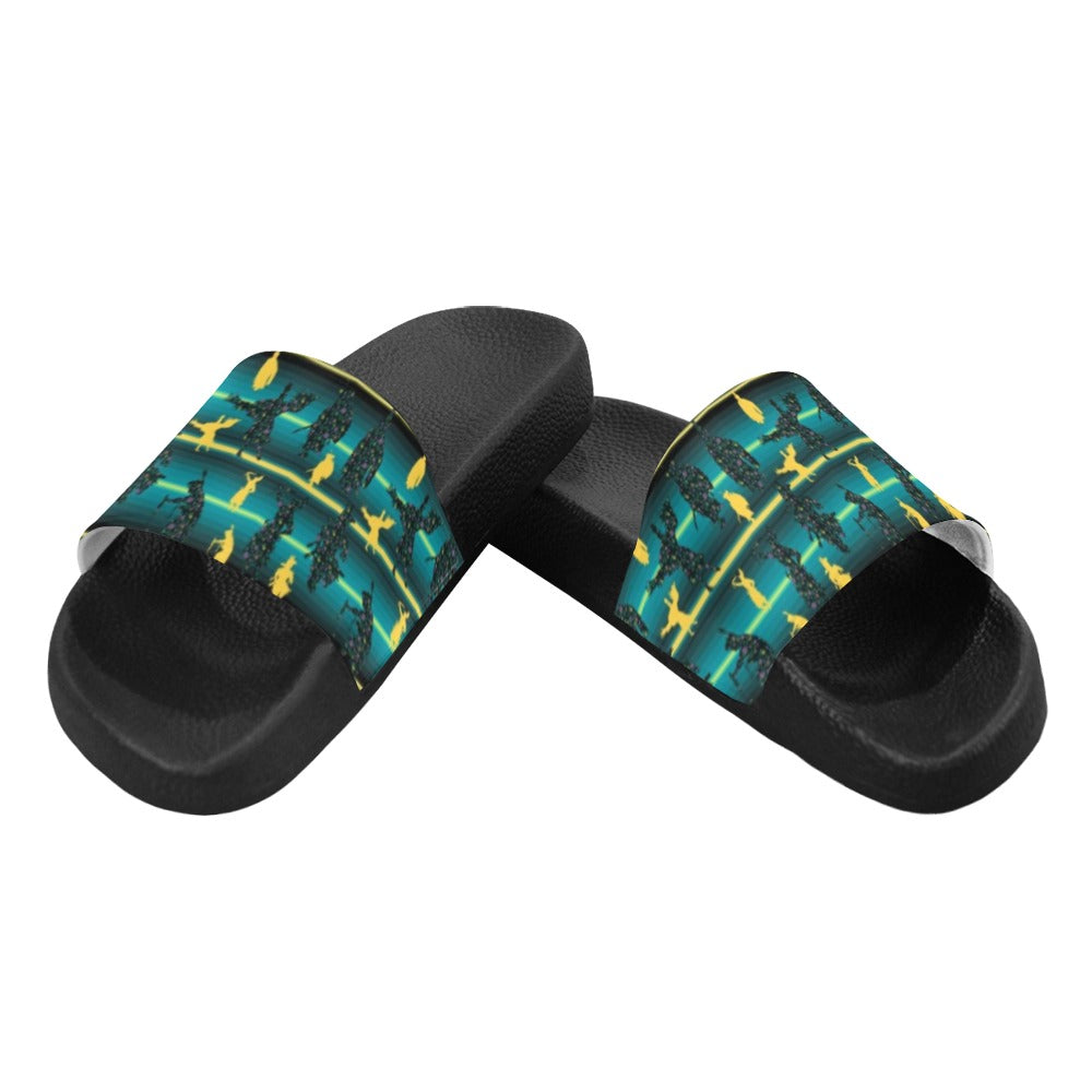 Dancers Inspire Green Women's Slide Sandals (Model 057) sandals e-joyer