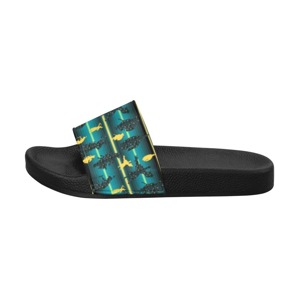Dancers Inspire Green Women's Slide Sandals (Model 057) sandals e-joyer
