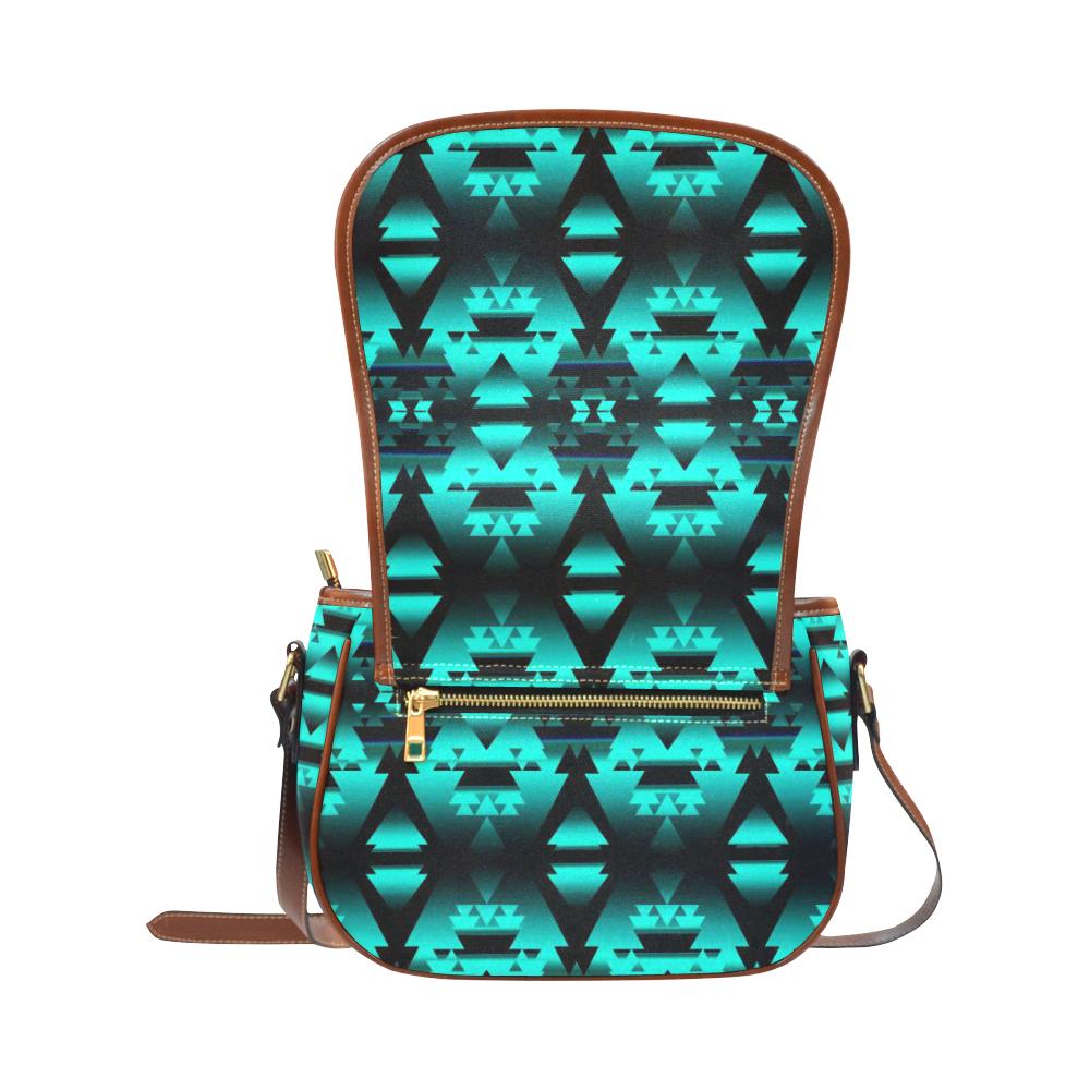 Dark Deep Lake Winter Camp Saddle Bag/Small (Model 1649) Full Customization Saddle Bag/Small (Full Customization) e-joyer