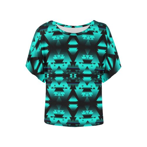 Dark-Deep Lake-Winter-Camp Women's Batwing-Sleeved Blouse T shirt (Model T44) Women's Batwing-Sleeved Blouse T shirt (T44) e-joyer