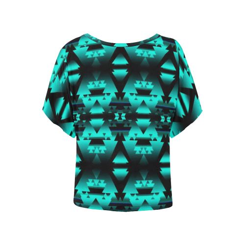 Dark-Deep Lake-Winter-Camp Women's Batwing-Sleeved Blouse T shirt (Model T44) Women's Batwing-Sleeved Blouse T shirt (T44) e-joyer