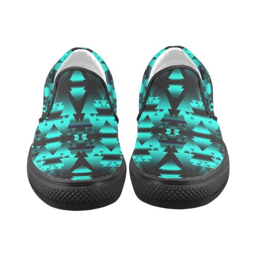 Dark-Deep Lake-Winter-Camp Women's Unusual Slip-on Canvas Shoes (Model 019) Women's Unusual Slip-on Canvas Shoes (019) e-joyer