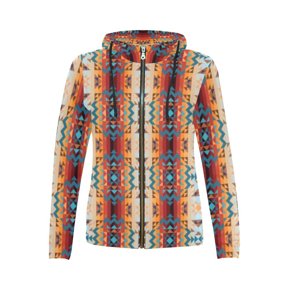 Dark Sandway All Over Print Full Zip Hoodie for Women (Model H14) All Over Print Full Zip Hoodie for Women (H14) e-joyer