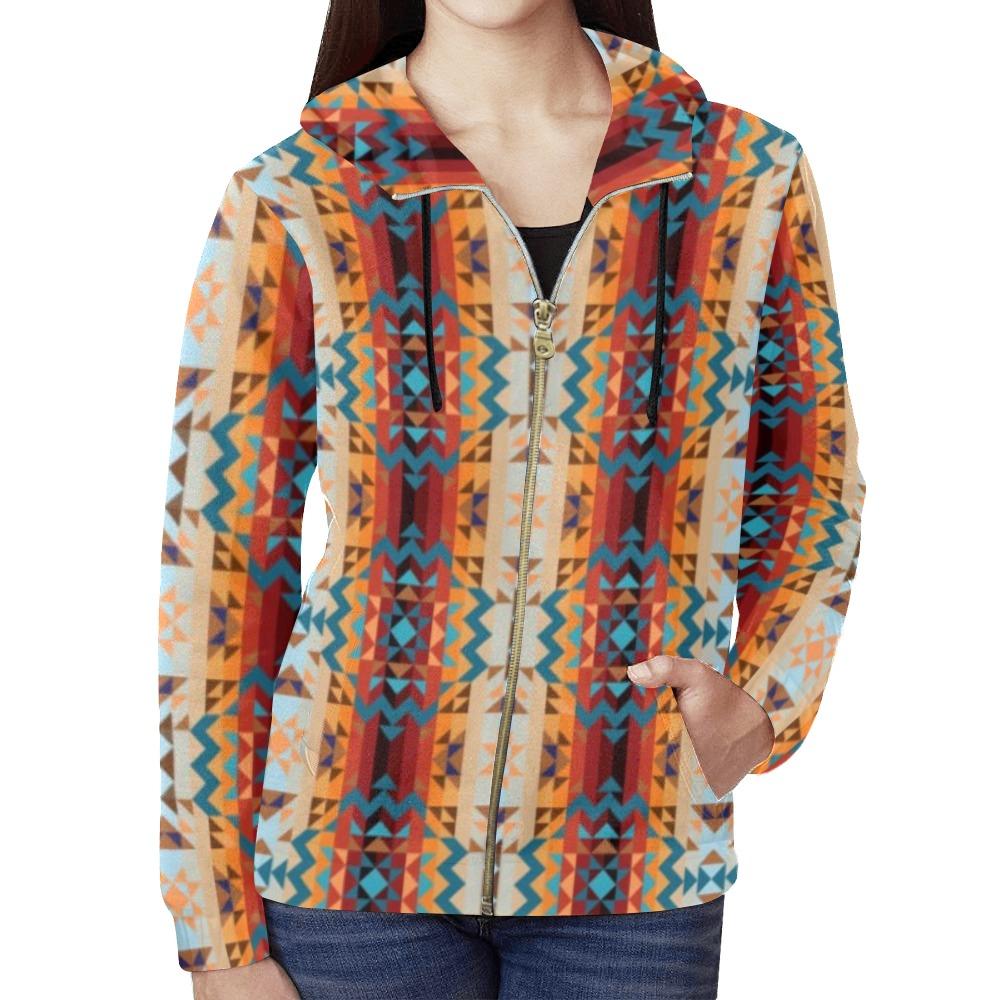 Dark Sandway All Over Print Full Zip Hoodie for Women (Model H14) All Over Print Full Zip Hoodie for Women (H14) e-joyer