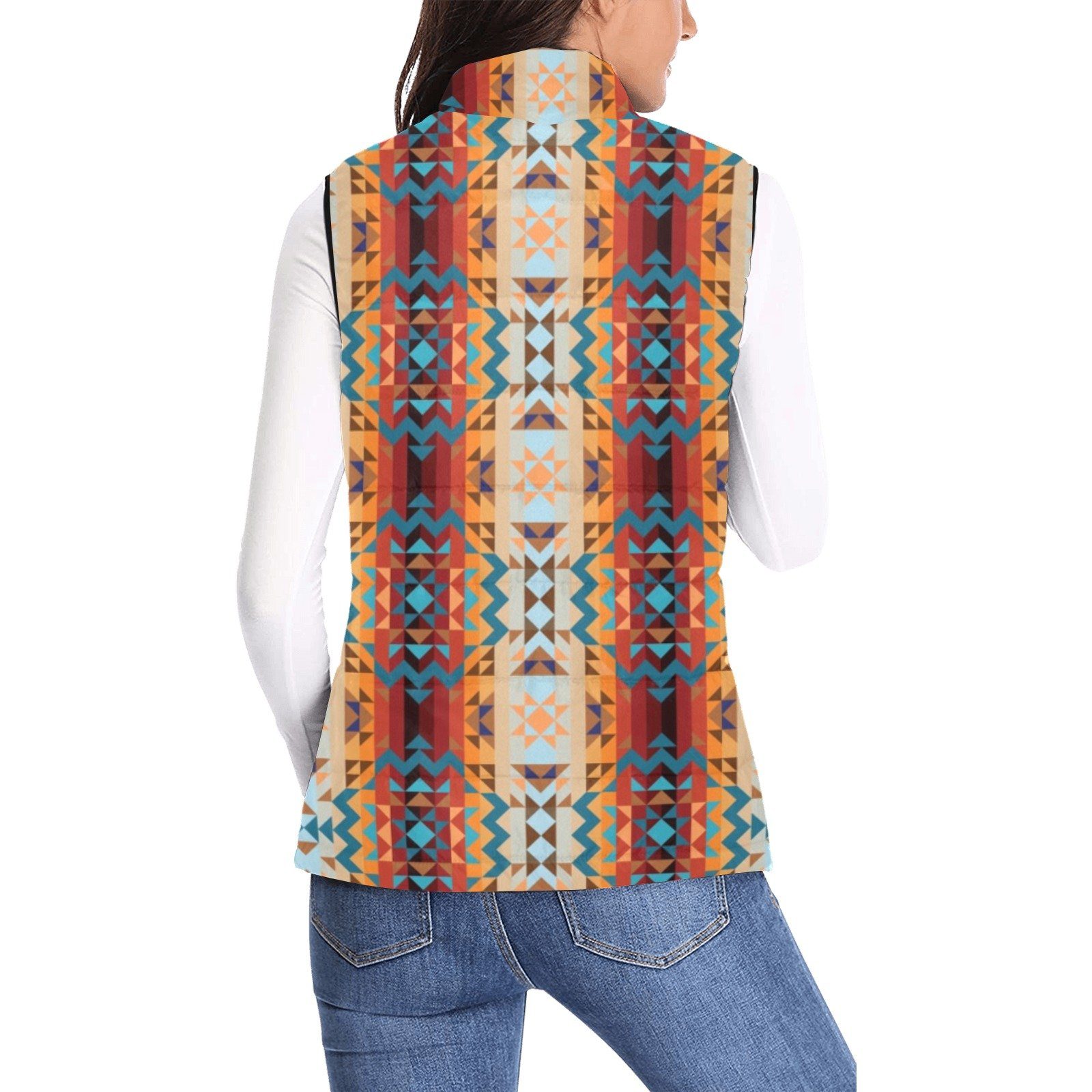 Dark Sandway Women's Padded Vest Jacket (Model H44) Women's Padded Vest Jacket (H44) e-joyer