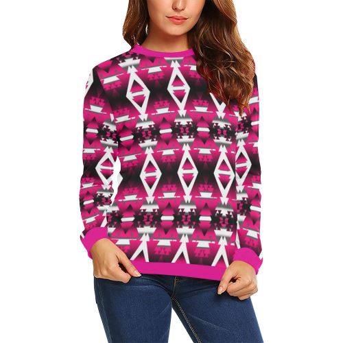 Dark Sunset Winter Camp All Over Print Crewneck Sweatshirt for Women (Model H18) Crewneck Sweatshirt for Women (H18) e-joyer