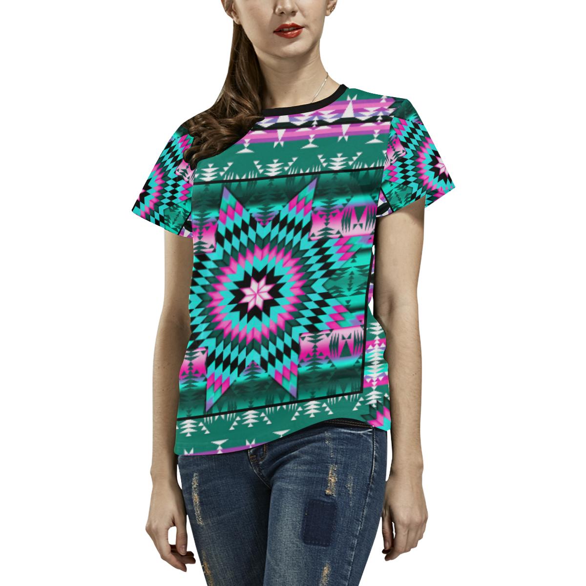Deep Lake and Sunset Star All Over Print T-shirt for Women/Large Size (USA Size) (Model T40) All Over Print T-Shirt for Women/Large (T40) e-joyer