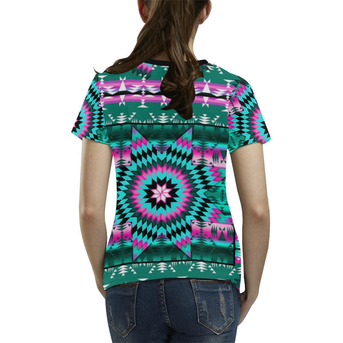 Deep Lake and Sunset Star All Over Print T-shirt for Women/Large Size (USA Size) (Model T40) All Over Print T-Shirt for Women/Large (T40) e-joyer