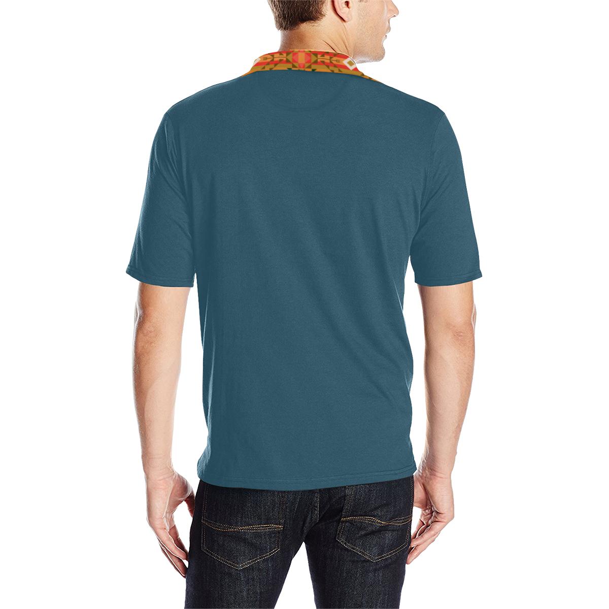 Denim Blanket Strip Men's All Over Print Polo Shirt (Model T55) Men's Polo Shirt (Model T55) e-joyer