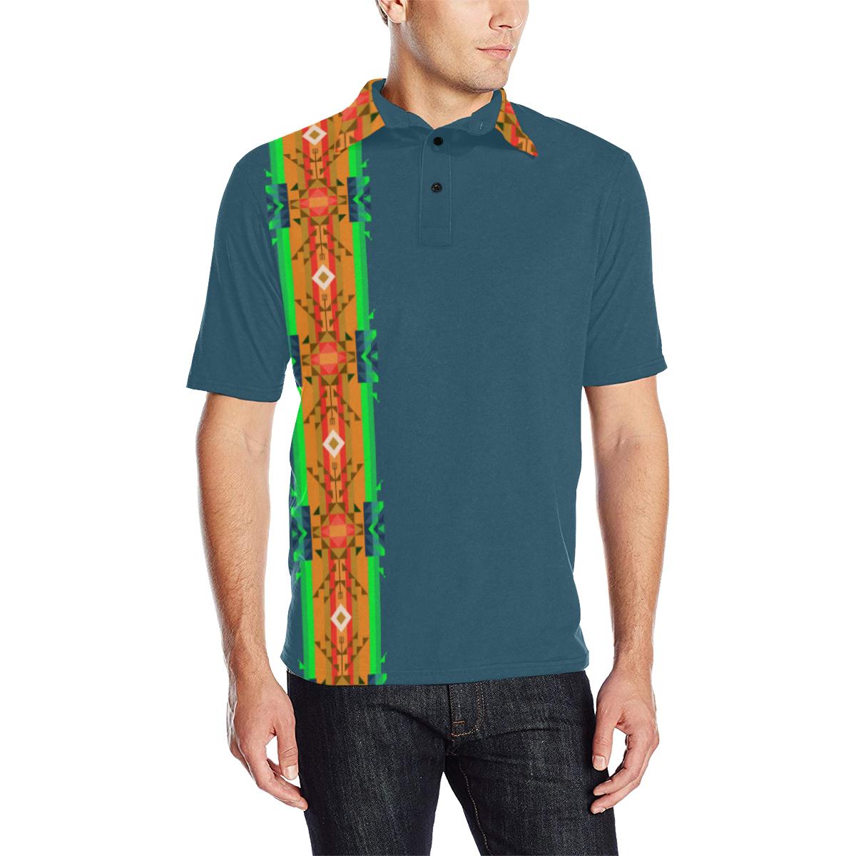 Denim Blanket Strip Men's All Over Print Polo Shirt (Model T55) Men's Polo Shirt (Model T55) e-joyer