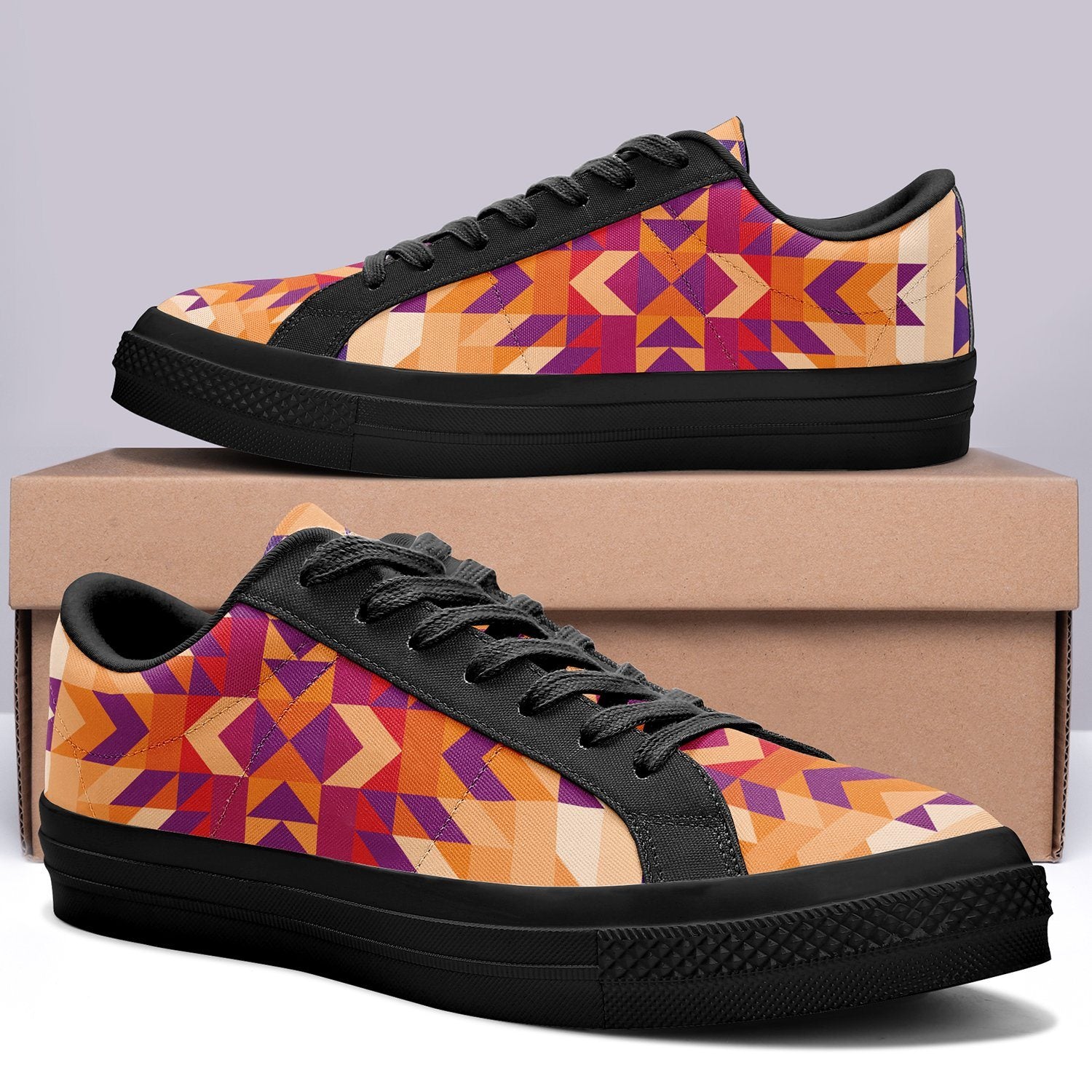 Desert Geo Aapisi Low Top Canvas Shoes Black Sole aapisi Herman