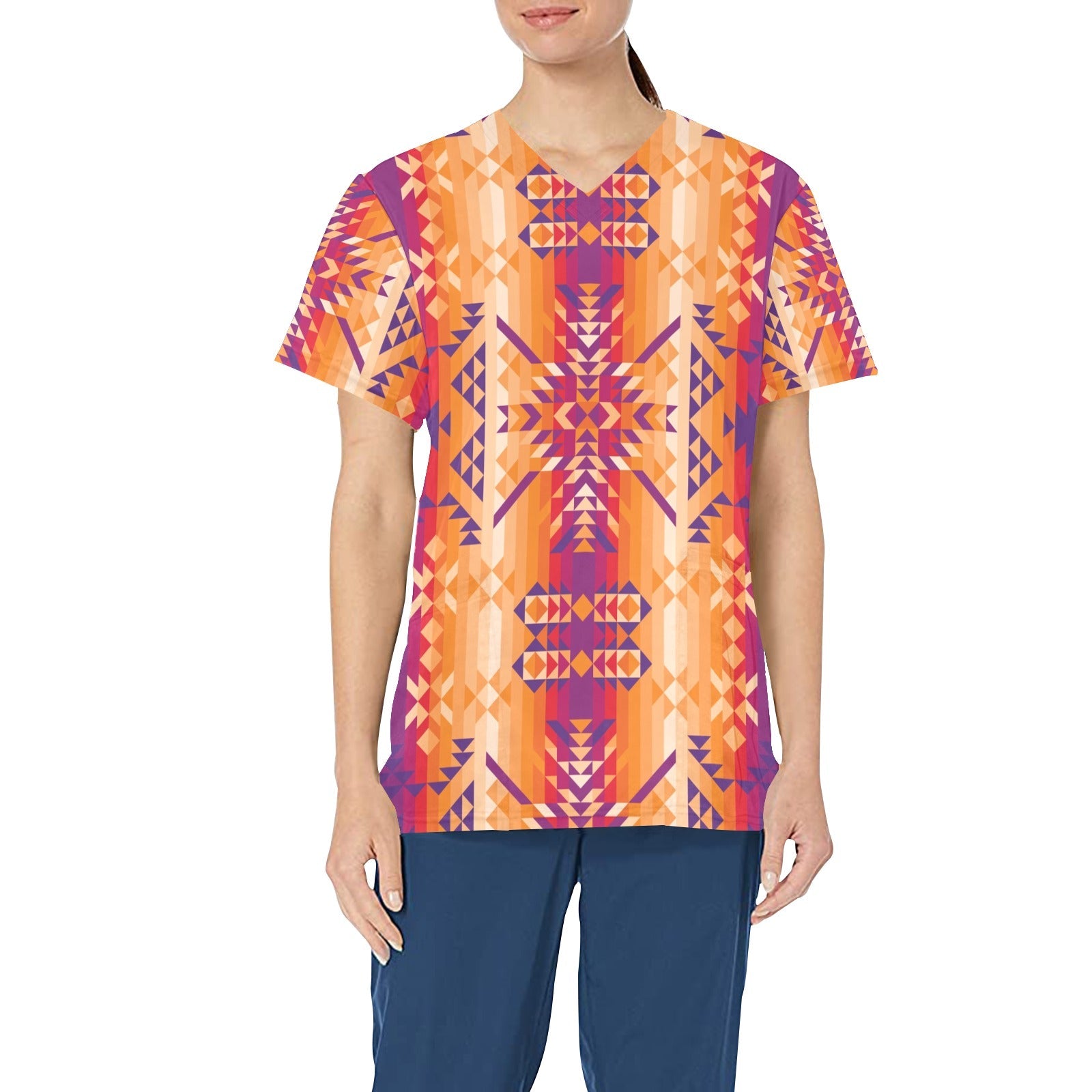 Desert Geo All Over Print Scrub Top Scrub Top e-joyer
