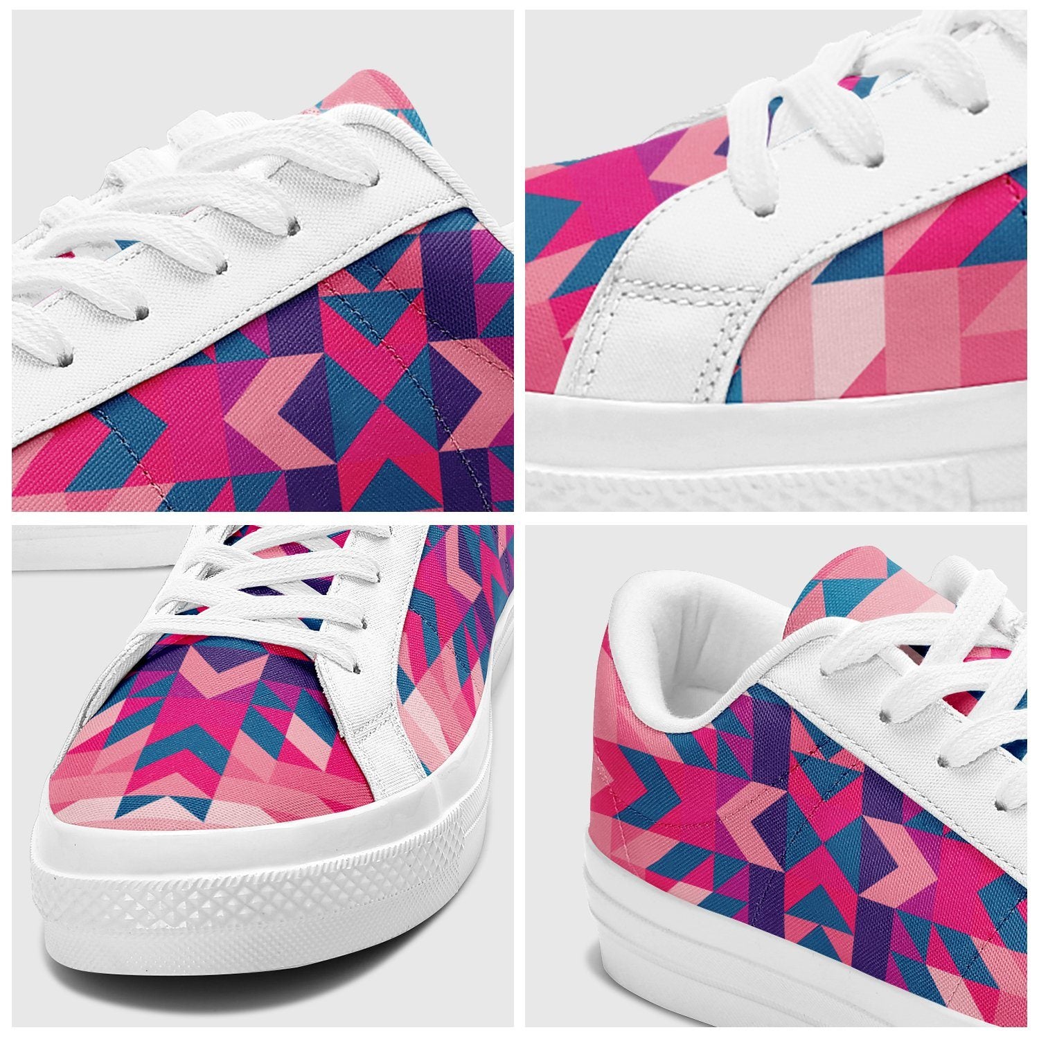 Desert Geo Blue Aapisi Low Top Canvas Shoes White Sole aapisi Herman