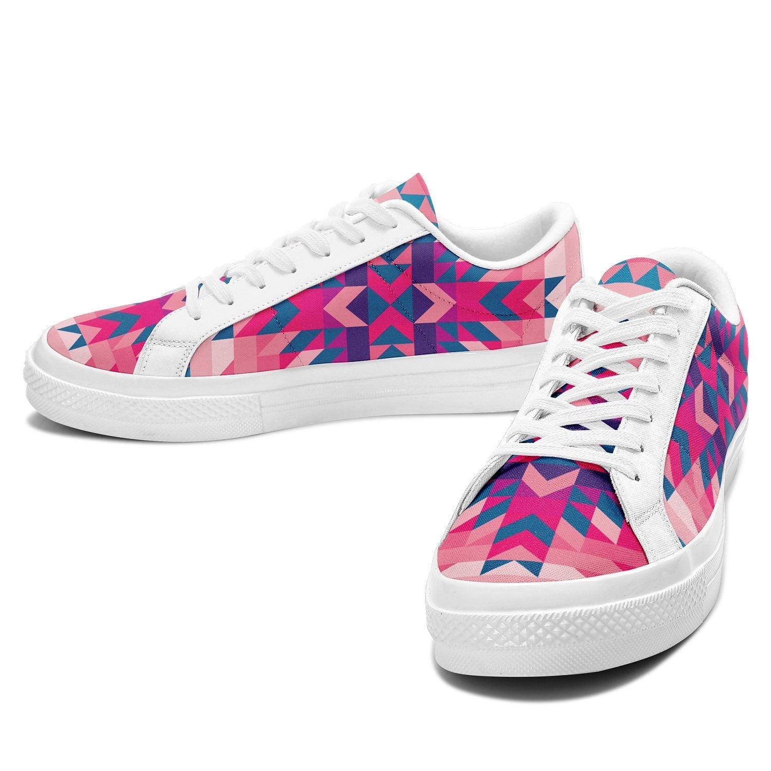 Desert Geo Blue Aapisi Low Top Canvas Shoes White Sole aapisi Herman