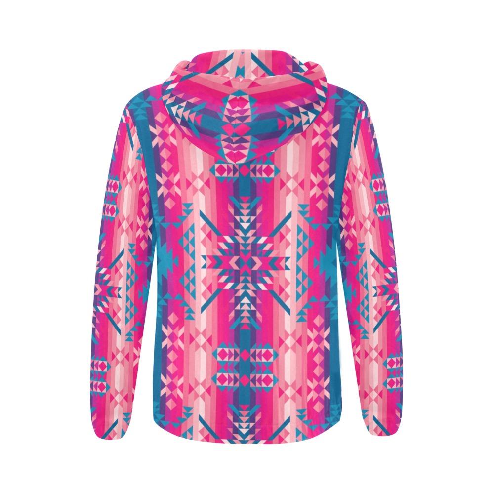 Desert Geo Blue All Over Print Full Zip Hoodie for Women (Model H14) All Over Print Full Zip Hoodie for Women (H14) e-joyer