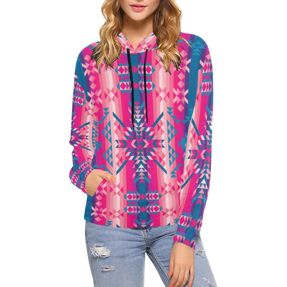 Desert Geo Blue All Over Print Hoodie for Women (USA Size) (Model H13) All Over Print Hoodie for Women (H13) e-joyer