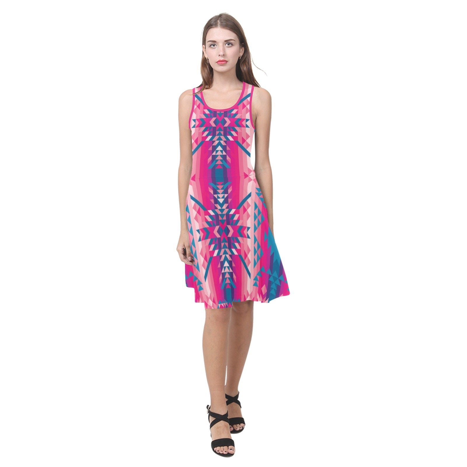 Desert Geo Blue Atalanta Sundress (Model D04) Atalanta Sundress (D04) e-joyer