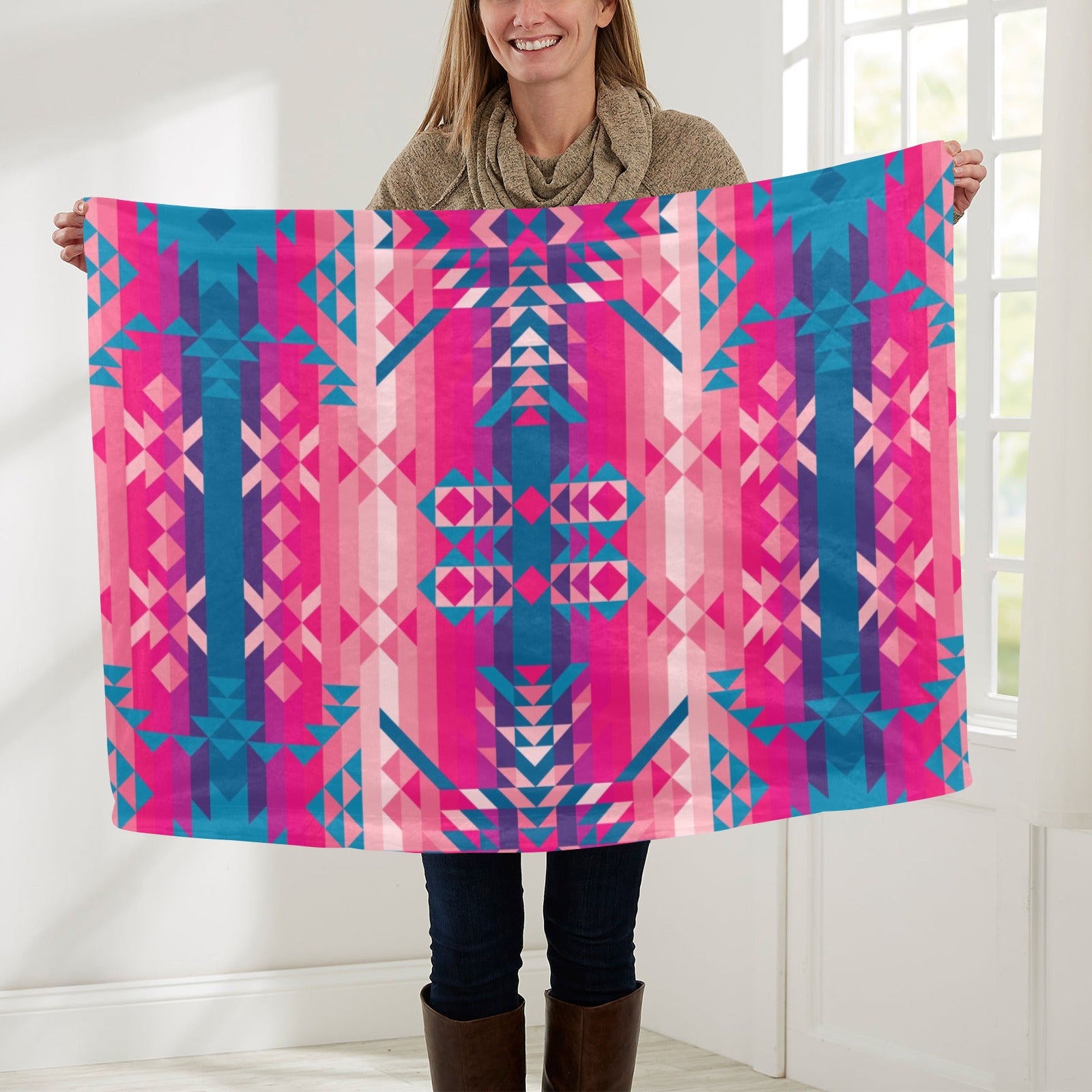 Desert Geo Blue Baby Blanket 30"x40" Baby Blanket 30"x40" e-joyer