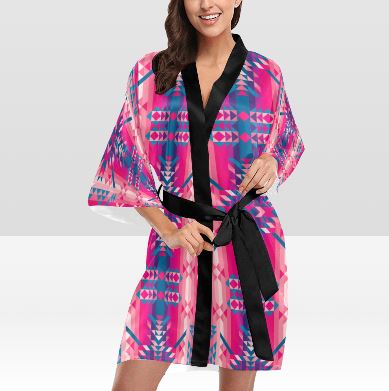 Desert Geo Blue Kimono Robe Artsadd