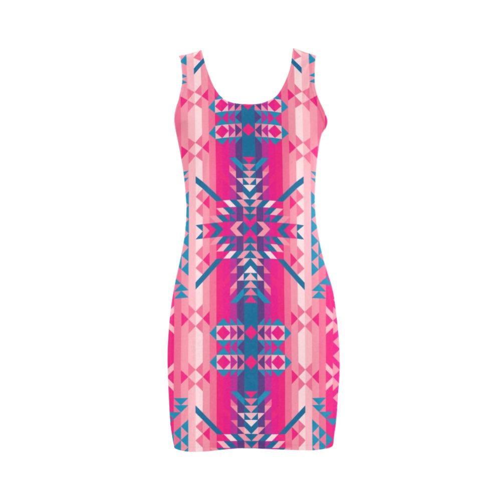 Desert Geo Blue Medea Vest Dress (Model D06) Medea Vest Dress (D06) e-joyer